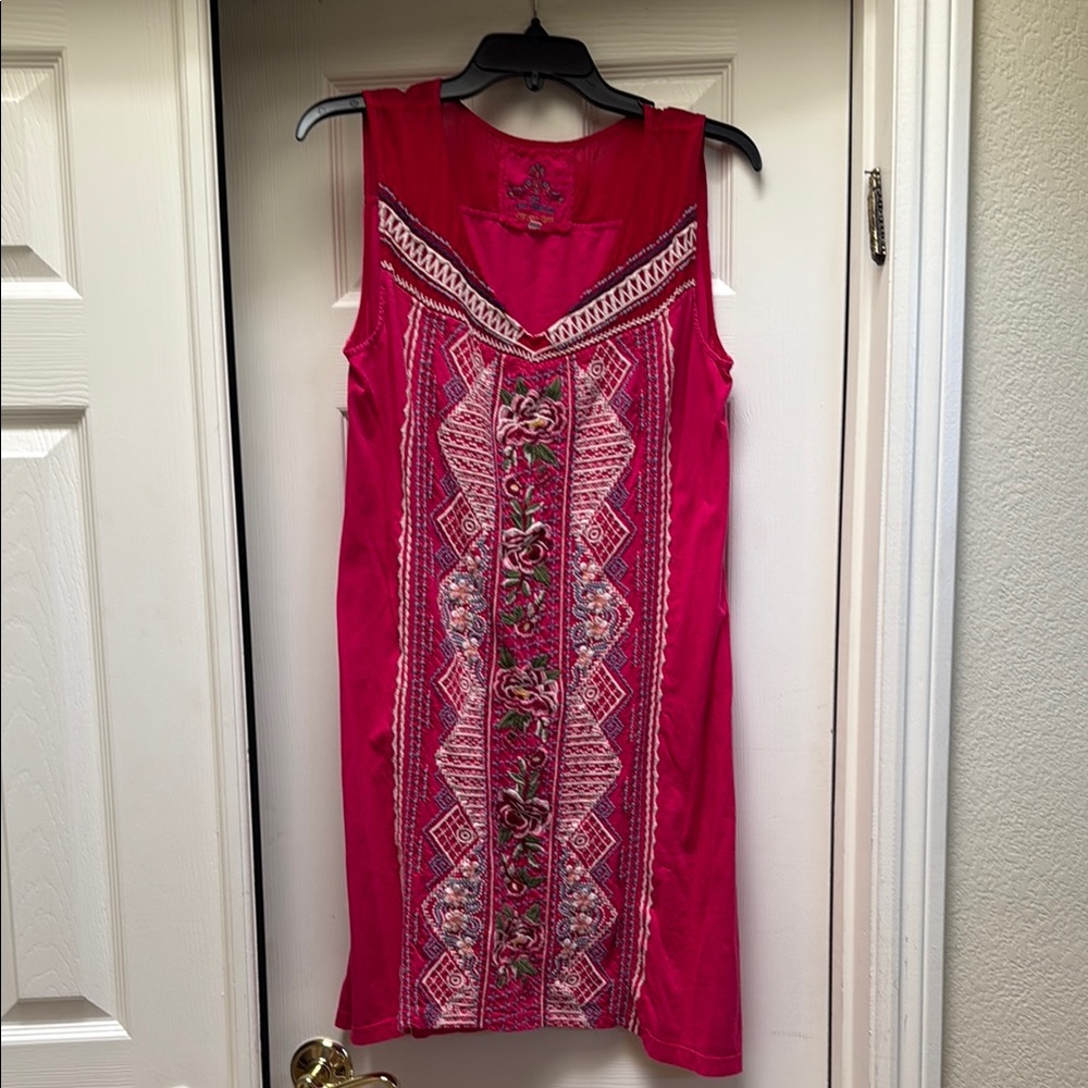 Embroidered Sleeveless Pink Dress
